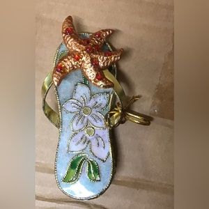 Victorian Enameling Starfish flip flop ornament tropical beach nautical lake